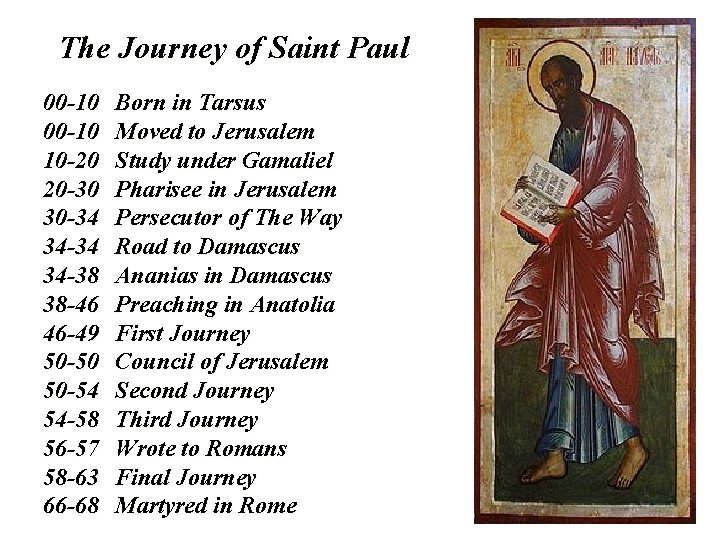 The Journey of Saint Paul 00 -10 10 -20 20 -30 30 -34 34