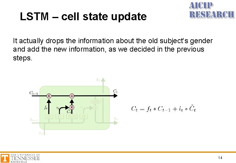 LSTM – cell state update It actually drops the information about the old subject’s