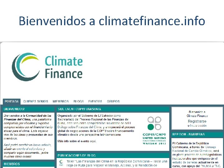 Bienvenidos a climatefinance. info 