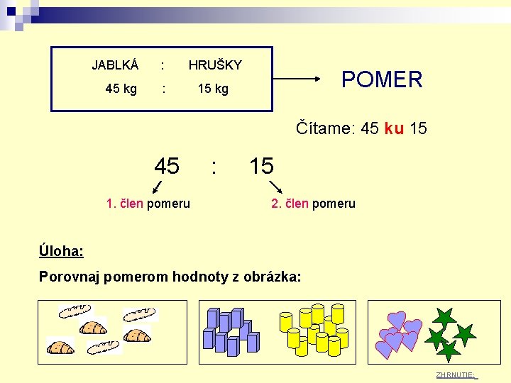 JABLKÁ : HRUŠKY 45 kg : 15 kg POMER Čítame: 45 ku 15 45