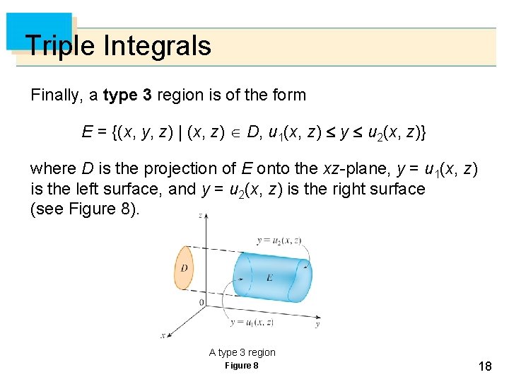 Triple Integrals Finally, a type 3 region is of the form E = {(x,