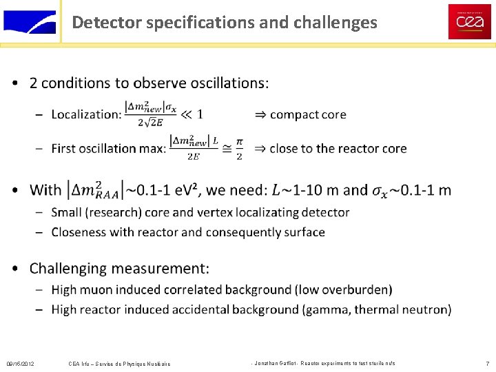 Detector specifications and challenges • 09/15/2012 CEA Irfu – Service de Physique Nucléaire -