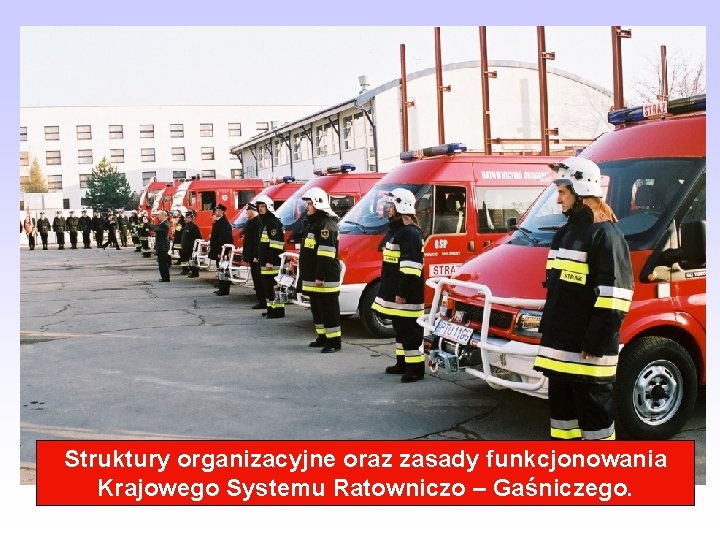 Struktury organizacyjne oraz zasady funkcjonowania Krajowego Systemu Ratowniczo – Gaśniczego. 