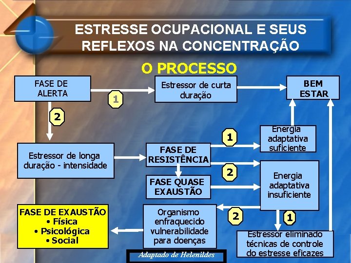 ESTRESSE OCUPACIONAL E SEUS REFLEXOS NA CONCENTRAÇÃO O PROCESSO FASE DE ALERTA 1 BEM