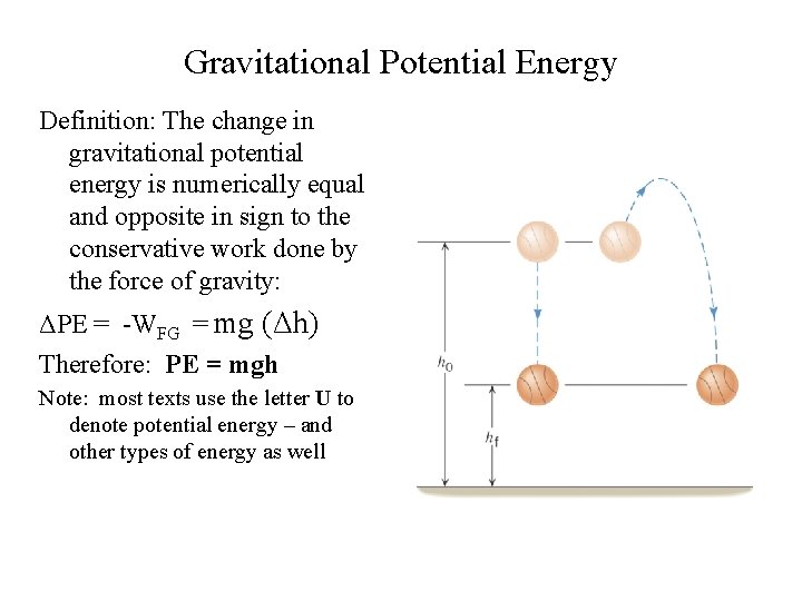 Gravitational Potential Energy Definition: The change in gravitational potential energy is numerically equal and