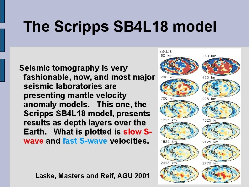 The Scripps SB 4 L 18 model Seismic tomography is very fashionable, now, and
