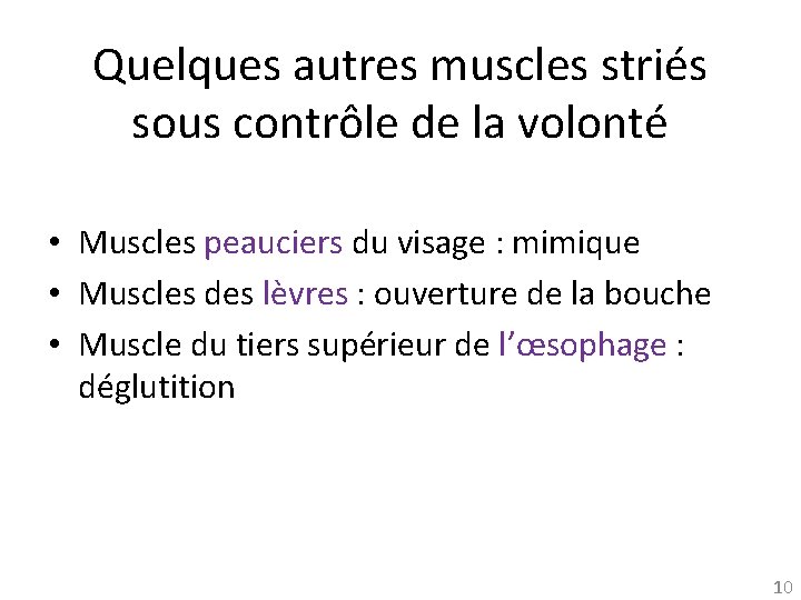 Quelques autres muscles striés sous contrôle de la volonté • Muscles peauciers du visage