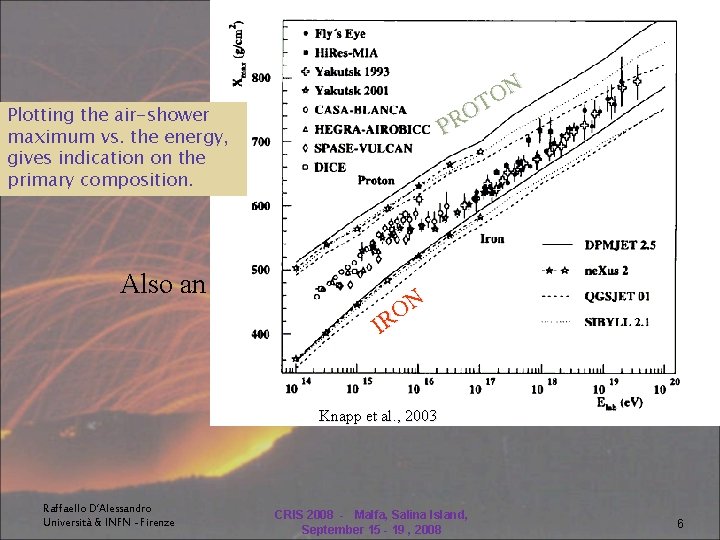 N O T O PR Plotting the air-shower maximum vs. the energy, gives indication