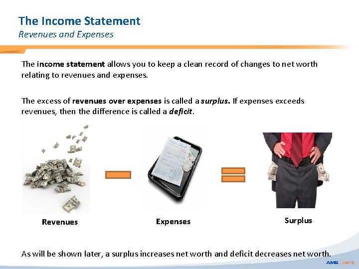 The Income Statement Revenues and Expenses The income statement allows you to keep a