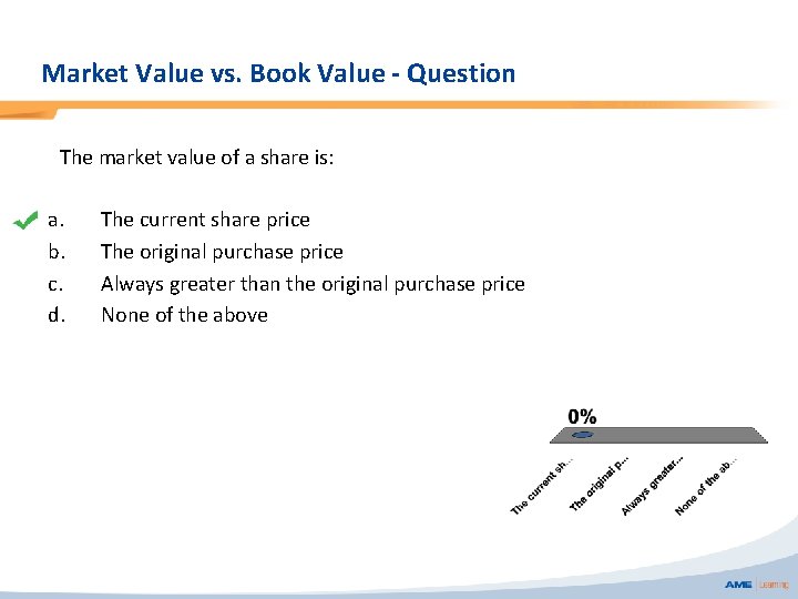 Market Value vs. Book Value - Question The market value of a share is: