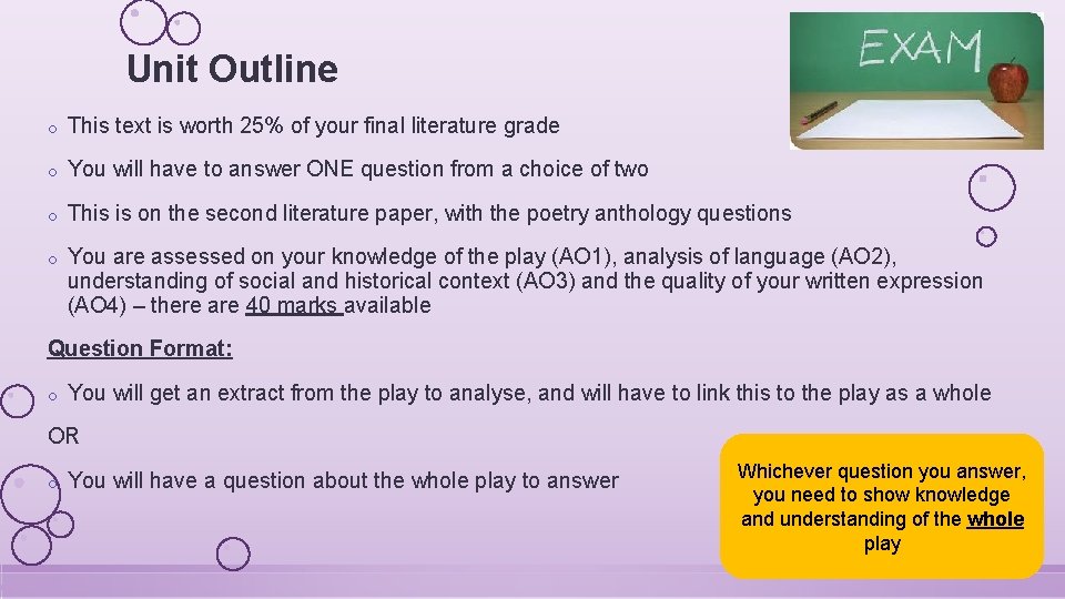 Unit Outline o This text is worth 25% of your final literature grade o