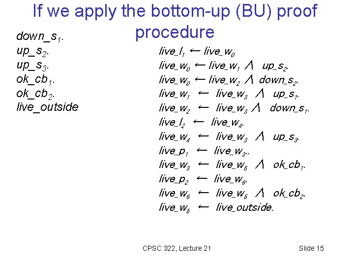 If we apply the bottom-up (BU) proof procedure down_s 1. up_s 2. up_s 3.