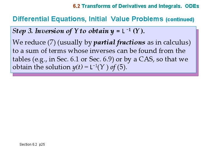 6. 2 Transforms of Derivatives and Integrals. ODEs Differential Equations, Initial Value Problems (continued)