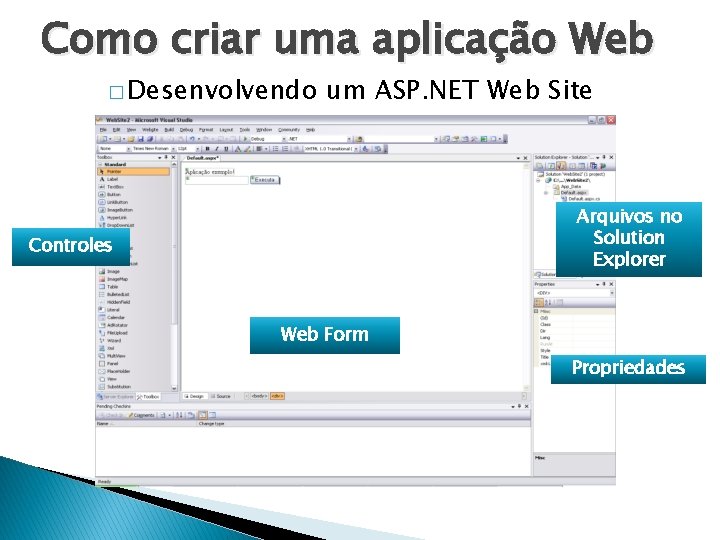 Como criar uma aplicação Web � Desenvolvendo um ASP. NET Web Site Arquivos no