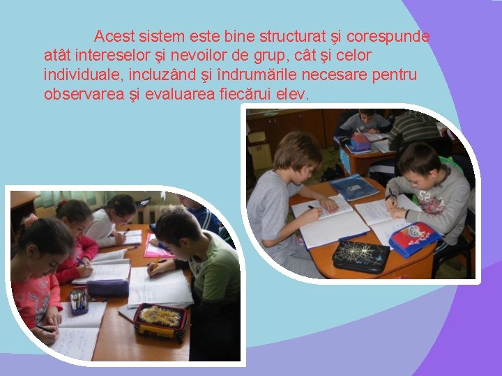 Acest sistem este bine structurat şi corespunde atât intereselor şi nevoilor de grup, cât