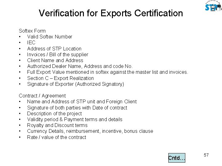 Verification for Exports Certification Softex Form • Valid Softex Number • IEC • Address