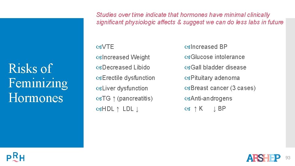 Studies over time indicate that hormones have minimal clinically significant physiologic affects & suggest