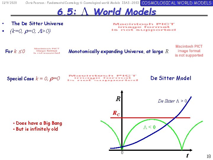 11/9/2020 Chris Pearson : Fundamental Cosmology 6: Cosmological world Models ISAS -2003 6. 5: