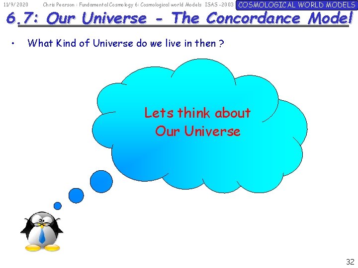 11/9/2020 Chris Pearson : Fundamental Cosmology 6: Cosmological world Models ISAS -2003 COSMOLOGICAL WORLD