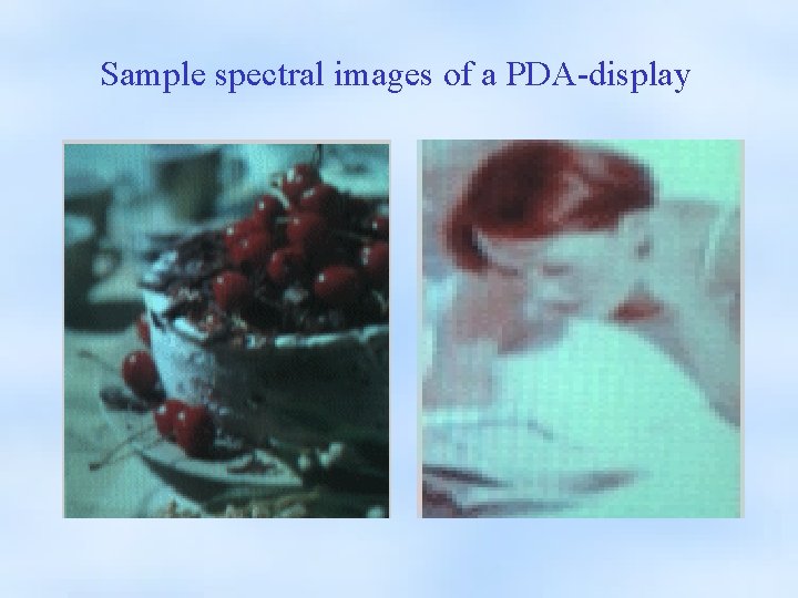 Sample spectral images of a PDA-display 