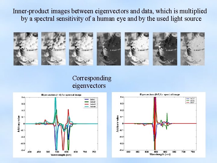 Inner-product images between eigenvectors and data, which is multiplied by a spectral sensitivity of