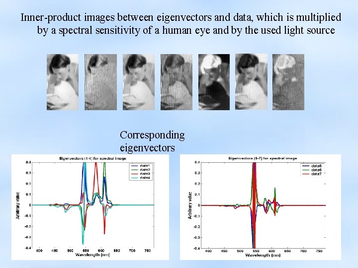 Inner-product images between eigenvectors and data, which is multiplied by a spectral sensitivity of