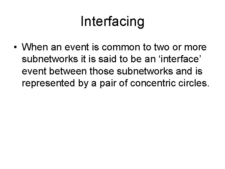 Interfacing • When an event is common to two or more subnetworks it is