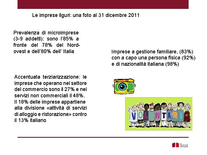 Le imprese liguri: una foto al 31 dicembre 2011 Prevalenza di microimprese (3 -9