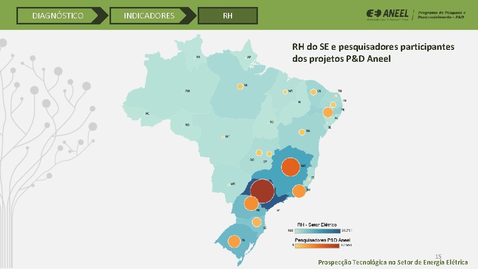 DIAGNÓSTICO INDICADORES RH RH do SE e pesquisadores participantes dos projetos P&D Aneel 15 DIAGNÓSTICO INDICADORES RH RH do SE e pesquisadores participantes dos projetos P&D Aneel 15