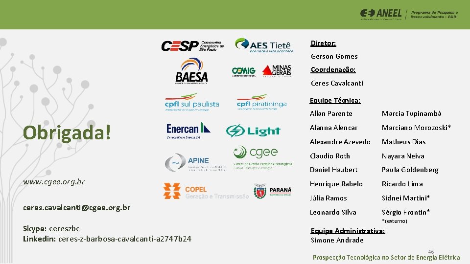 Diretor: Gerson Gomes Coordenação: Ceres Cavalcanti Equipe Técnica: Obrigada! www. cgee. org. br ceres. Diretor: Gerson Gomes Coordenação: Ceres Cavalcanti Equipe Técnica: Obrigada! www. cgee. org. br ceres.