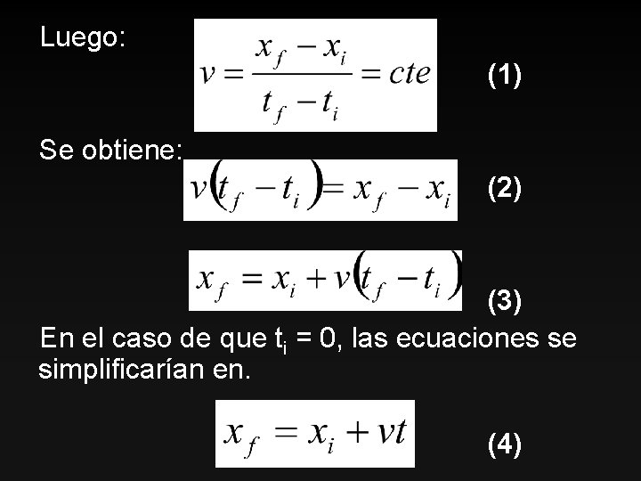 Luego: (1) Se obtiene: (2) (3) En el caso de que ti = 0,