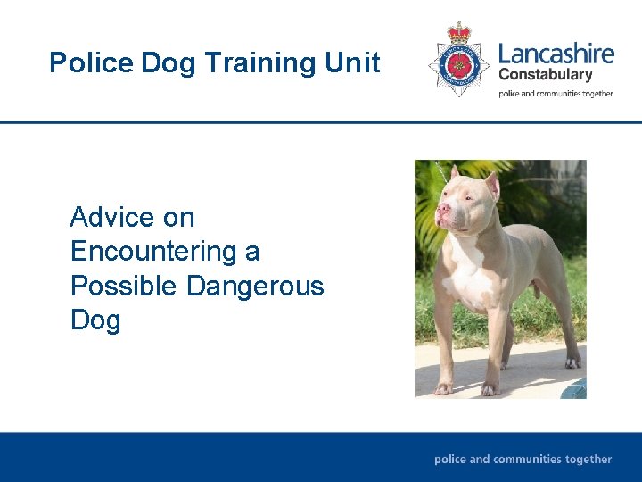 Police Dog Training Unit Advice on Encountering a Possible Dangerous Dog Police Dog Training Unit Advice on Encountering a Possible Dangerous Dog
