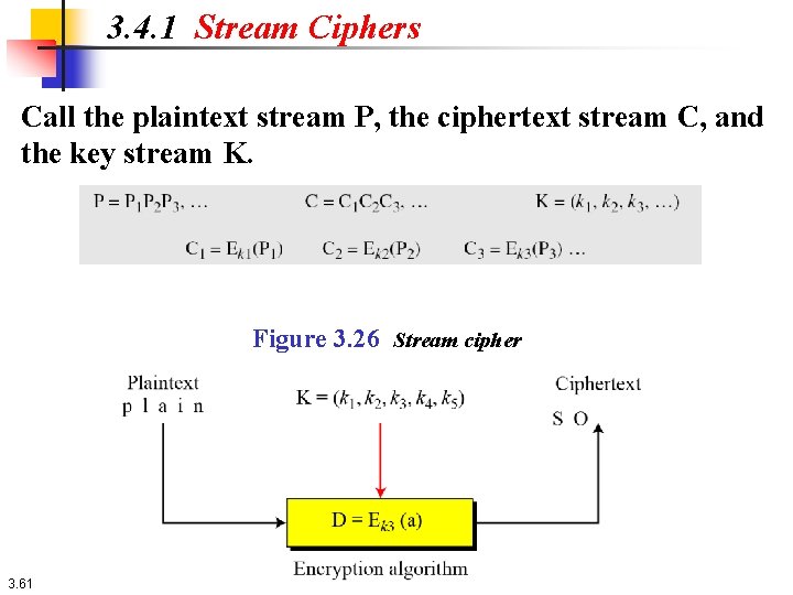 3. 4. 1 Stream Ciphers Call the plaintext stream P, the ciphertext stream C,