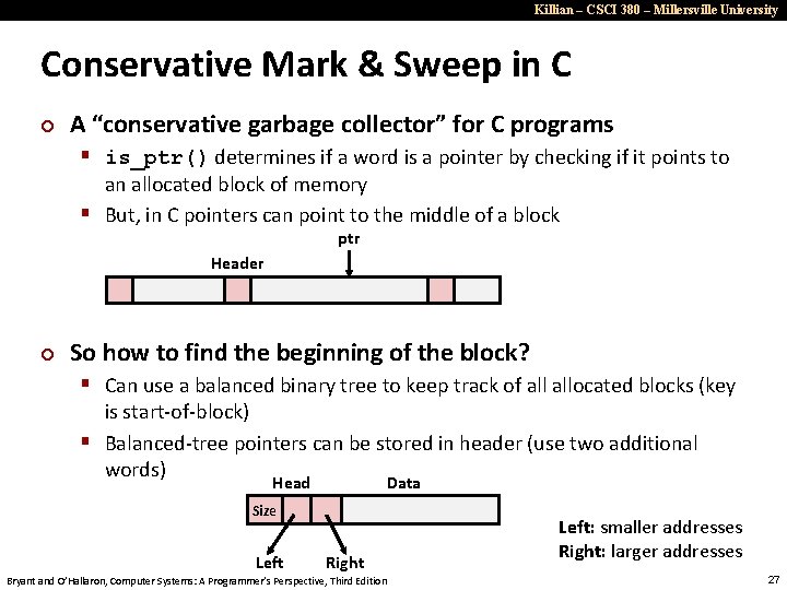 Killian – CSCI 380 – Millersville University Conservative Mark & Sweep in C ¢