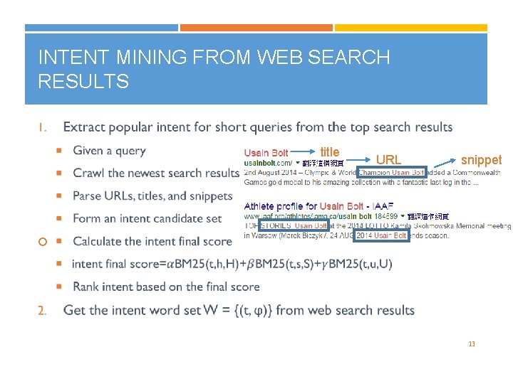 INTENT MINING FROM WEB SEARCH RESULTS title URL snippet 13 