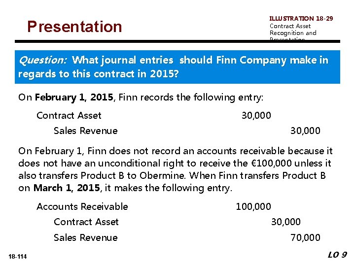 ILLUSTRATION 18 -29 Contract Asset Recognition and Presentation Question: What journal entries should Finn