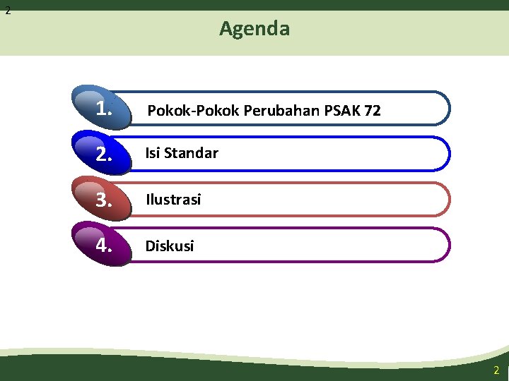 2 Agenda 1. Pokok-Pokok Perubahan PSAK 72 2. Isi Standar 3. Ilustrasi 4. Diskusi