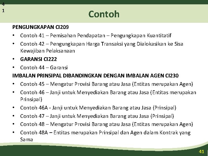 4 1 Contoh PENGUNGKAPAN CI 209 • Contoh 41 – Pemisahan Pendapatan – Pengungkapan