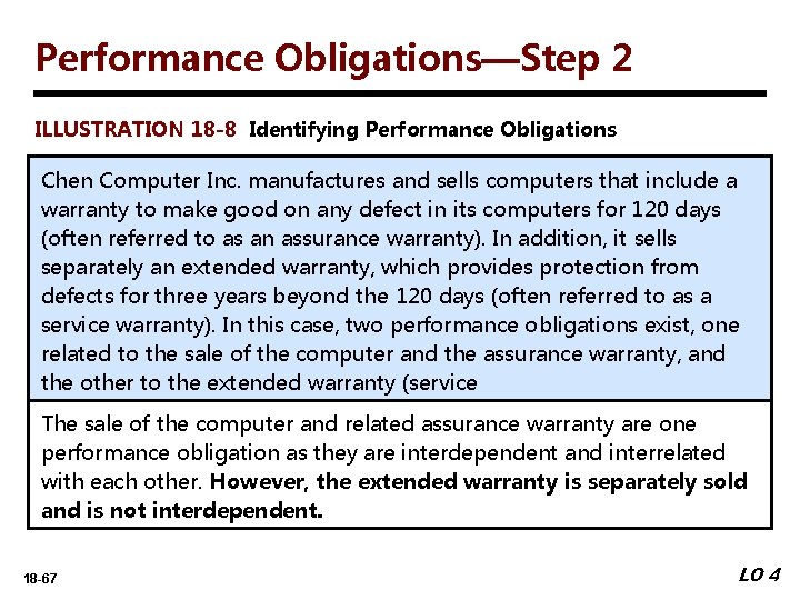 Performance Obligations—Step 2 ILLUSTRATION 18 -8 Identifying Performance Obligations Chen Computer Inc. manufactures and