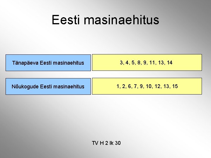 Eesti masinaehitus Tänapäeva Eesti masinaehitus 3, 4, 5, 8, 9, 11, 13, 14 Nõukogude