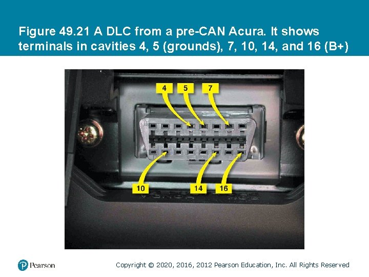 Figure 49. 21 A DLC from a pre-CAN Acura. It shows terminals in cavities