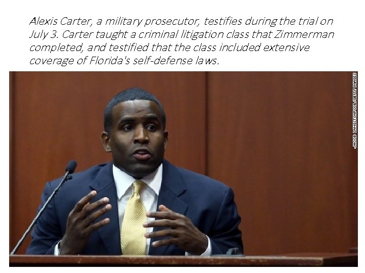 Alexis Carter, a military prosecutor, testifies during the trial on July 3. Carter taught