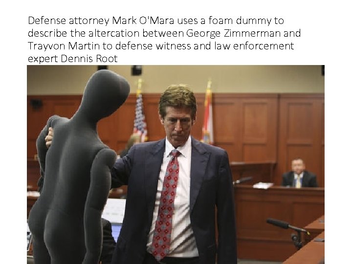 Defense attorney Mark O'Mara uses a foam dummy to describe the altercation between George