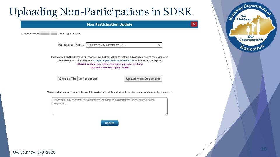 Uploading Non-Participations in SDRR OAA: jd: nr: cw: 8/3/2020 18 