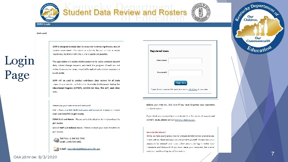 Login Page OAA: jd: nr: cw: 8/3/2020 7 
