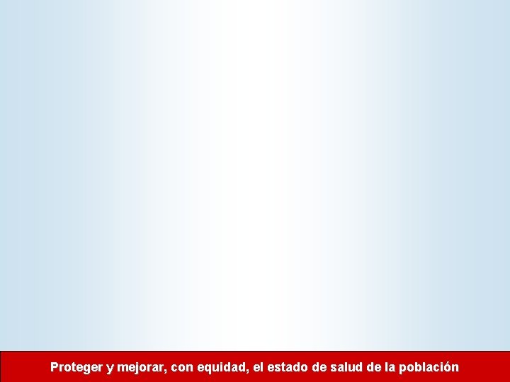 Proteger y mejorar, con equidad, el estado de salud de la población 