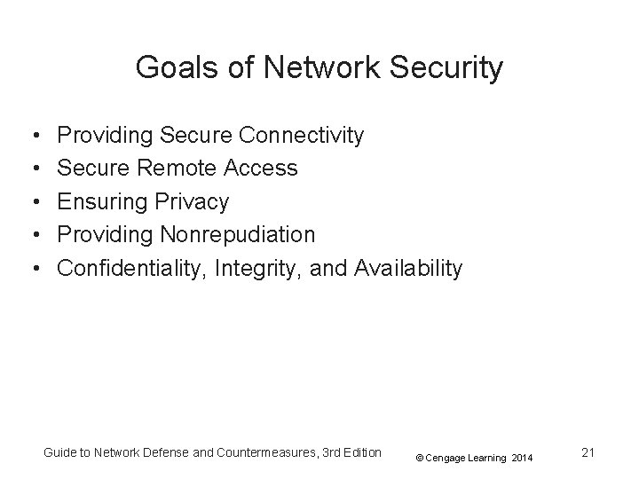 Goals of Network Security • • • Providing Secure Connectivity Secure Remote Access Ensuring Goals of Network Security • • • Providing Secure Connectivity Secure Remote Access Ensuring