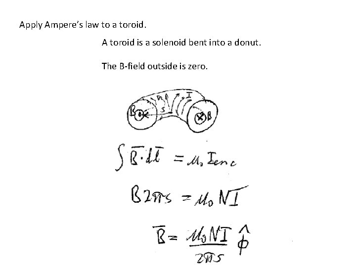 Apply Ampere’s law to a toroid. A toroid is a solenoid bent into a