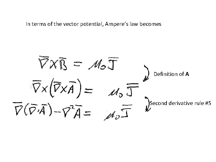 In terms of the vector potential, Ampere’s law becomes Definition of A Second derivative