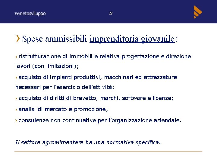 28 Spese ammissibili imprenditoria giovanile: ristrutturazione di immobili e relativa progettazione e direzione lavori